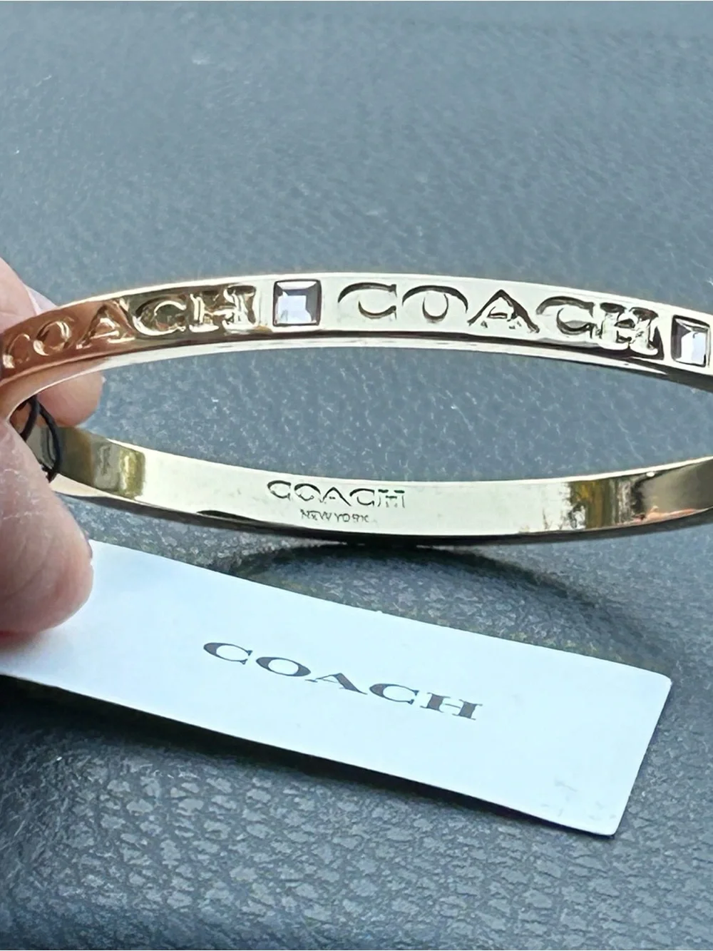 Genuine Coach Gold-Tone Logo Bangle Bracelet